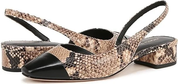 Veronica Beard Cecile Sling Slingbacks Women's Flat Shoes Latte/Black : 8 M, Leather/Textile