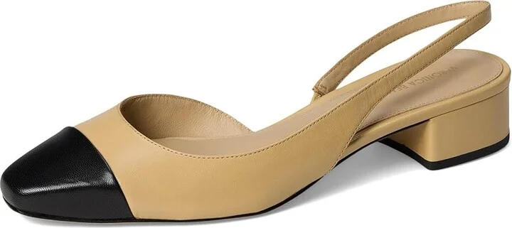 Veronica Beard Cecile Sling Women's Shoes Wheat Beige/Black Leather : 8 M, Textile - Image 5
