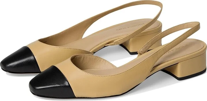 Veronica Beard Cecile Sling Women's Shoes Wheat Beige/Black Leather : 8 M, Textile