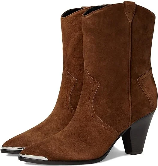 Veronica Beard Cody Western Boots Women's Boots Cedar Brown Suede : 8.5 M, Leather/Rubber/Suede