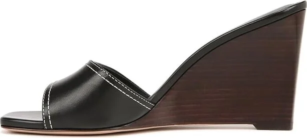 Veronica Beard Ellen Slides Women's Sandals Black Leather : 6 M - Image 5