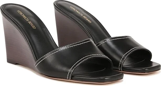 Veronica Beard Ellen Slides Women's Sandals Black Leather : 6 M