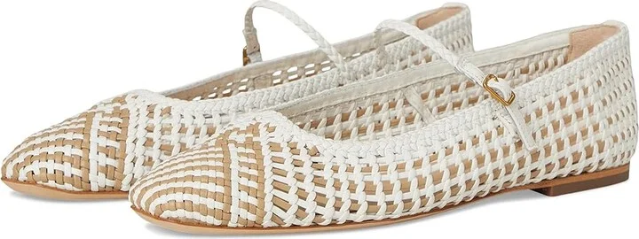 Veronica Beard Ellie Woven Women's Shoes White/Beige Woven Leather : 8.5 M