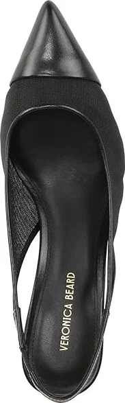 Veronica Beard Liliana Mesh-70 Slingbacks High Women's Heels Black Mesh/Black Leather : 8 M - Image 2