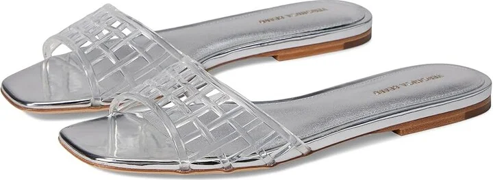 Veronica Beard Maris Jelly Women's Wedge Shoes Clear/Silver Jelly : 5.5 M, Leather