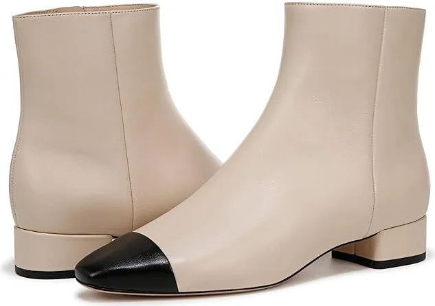 Veronica Beard Modern Women's Boots Ecru/Black : 5 M, Leather