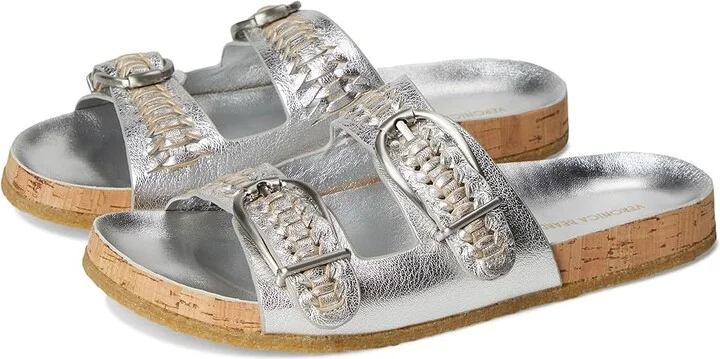 Veronica Beard Paige Women's Wedge Shoes Silver Leather : 6 M