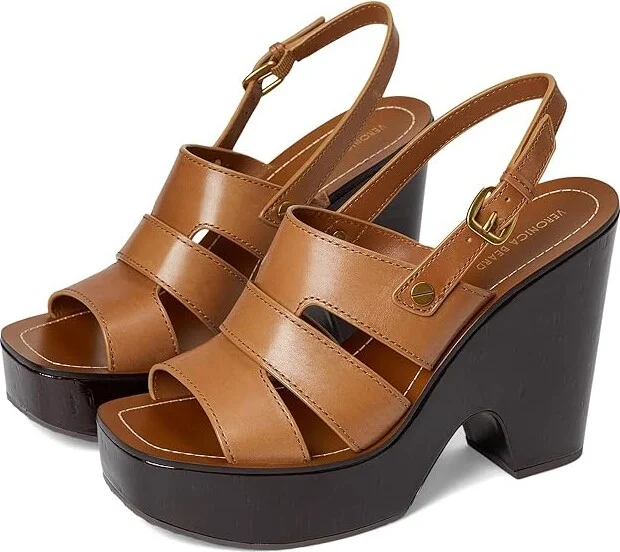 Veronica Beard Peony Women's Wedge Shoes Honey Tan Leather : 6.5 M