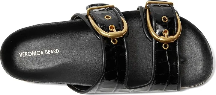 Veronica Beard Prue Women's Wedge Shoes Black Croc Print Leather : 9.5 M, Leather/Rubber - Image 2