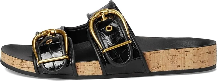 Veronica Beard Prue Women's Wedge Shoes Black Croc Print Leather : 9.5 M, Leather/Rubber - Image 6