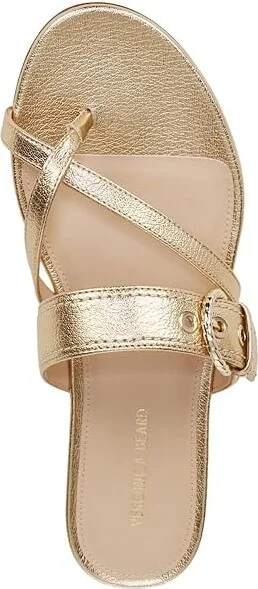 Veronica Beard Salva-3 Slides Women's Sandals Gold Leather : 5 M, Suede - Image 2
