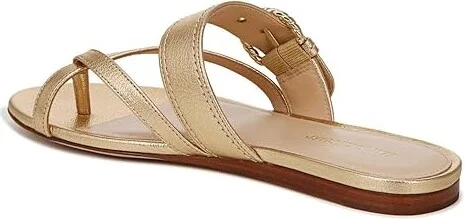 Veronica Beard Salva-3 Slides Women's Sandals Gold Leather : 5 M, Suede - Image 4