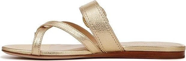 Veronica Beard Salva-3 Slides Women's Sandals Gold Leather : 5 M, Suede - Image 5