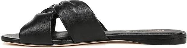Veronica Beard Seraphina Flat Slides Women's Sandals Black Leather : 6 M - Image 5