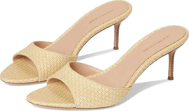 Veronica Beard Tia Women's Wedge Shoes Beige Faux Raffia : 10 M, Leather