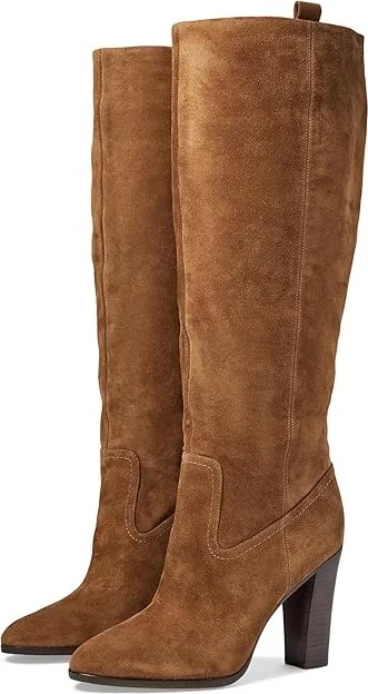 Veronica Beard Vesper Wide Calf Women's Boots Mocha Brown Suede : 6 M, Leather