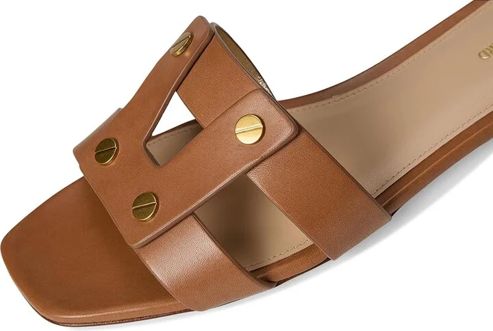 Veronica Beard Via Slide Women's Wedge Shoes Honey Tan Leather : 9 M, Leather/Rubber - Image 7