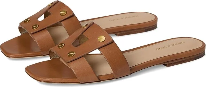 Veronica Beard Via Slide Women's Wedge Shoes Honey Tan Leather : 9 M, Leather/Rubber