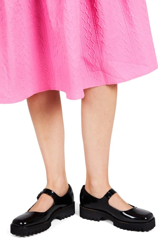 Veronica Box Leather Lug Sole Mary Jane-Black - Image 2