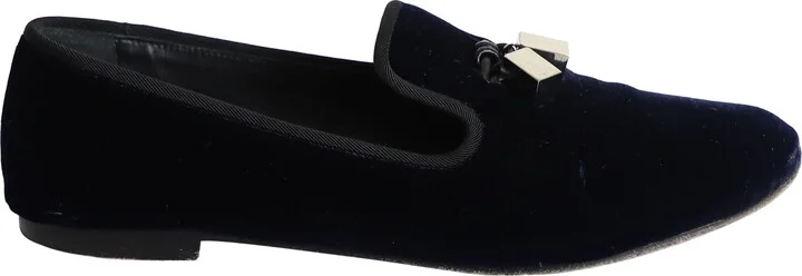 Veronica Flat Loafers in Navy Blue Velvet