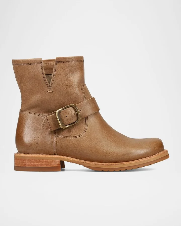 Veronica Flex Leather Buckle Moto Booties