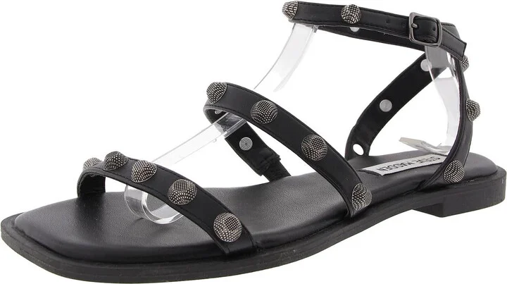 Veronica Womens Embellished Faux Leather Ankle Strap