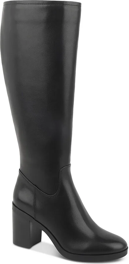 VERONICA Womens Leather Block heel Knee-High Boots