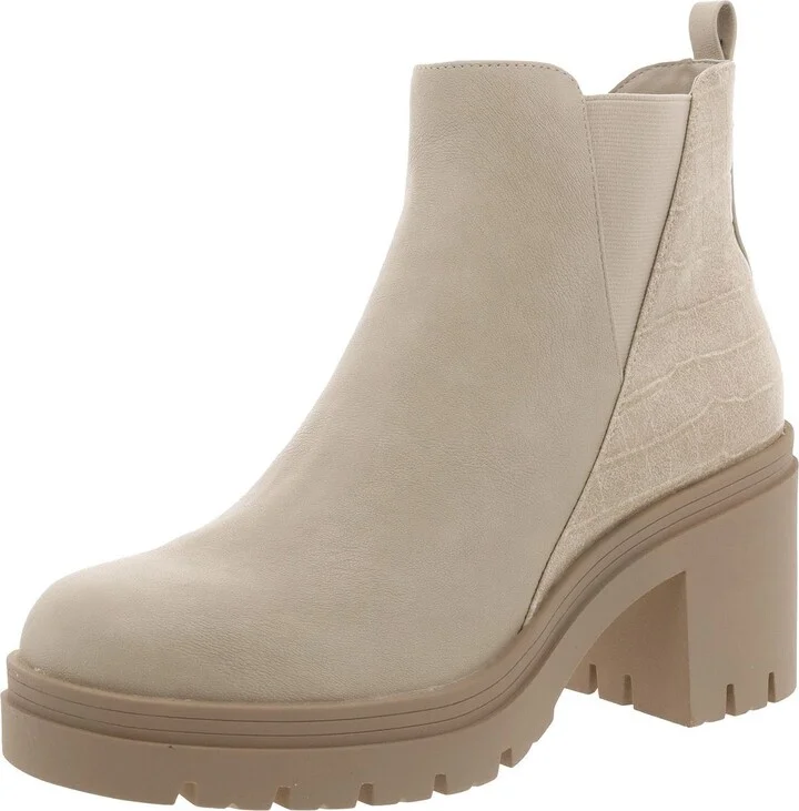 VERONIKAA Womens Faux Leather Block Heel Ankle Boots