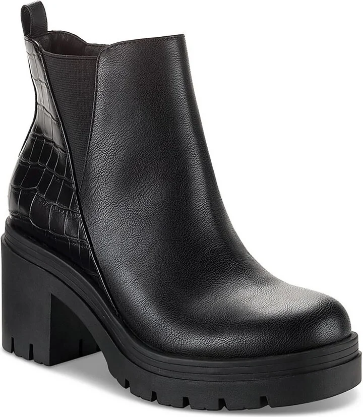 Veronikaa Womens Faux Leather Block Heel Chelsea Boots