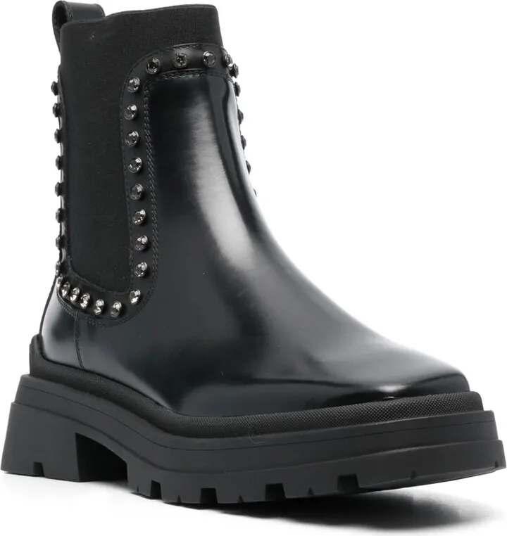 Veronique crystal-embellished leather boots - Image 2