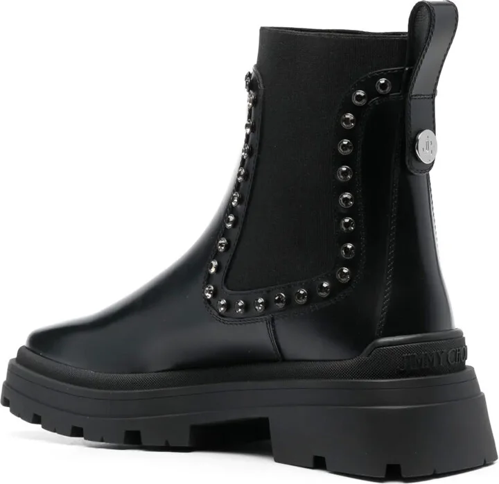 Veronique crystal-embellished leather boots - Image 3