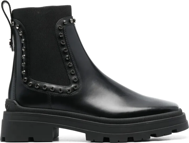 Veronique crystal-embellished leather boots