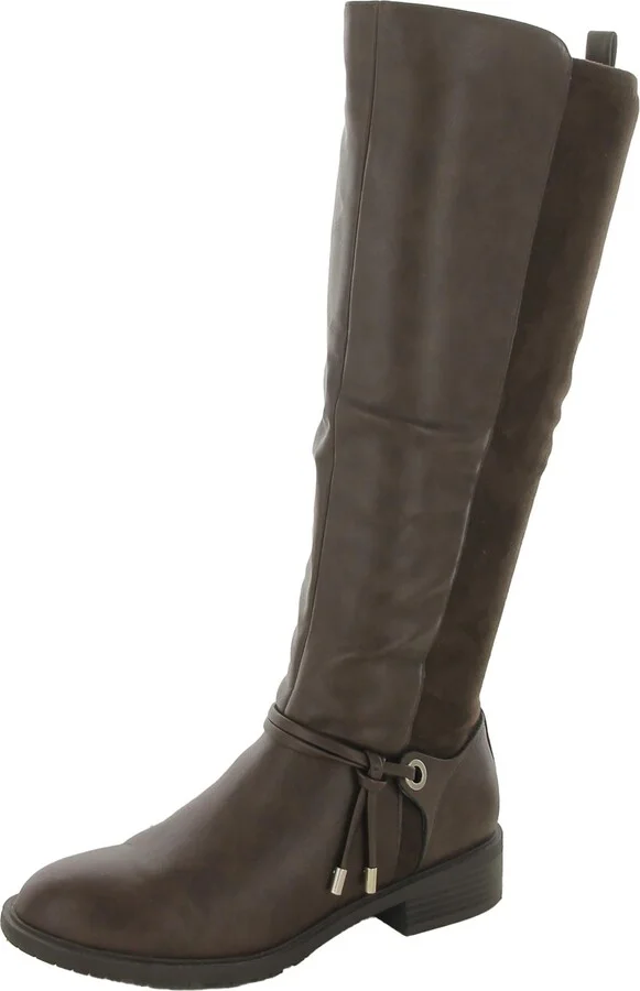 Verrlee Womens Faux Leather Riding Knee-High Boots