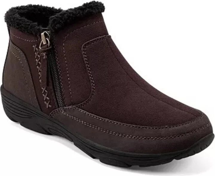 Verry Boots Women US 6 Brown Faux Shearling Side Zipper Ankle KHD653