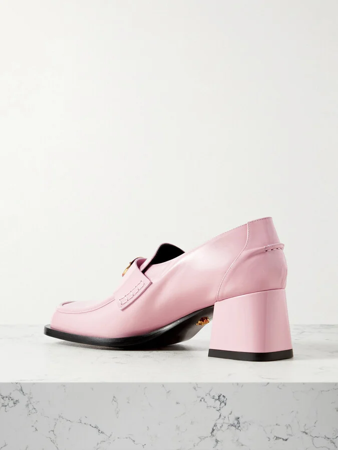 Versace - Alia Embellished Patent-leather Loafers - Pink - Image 3