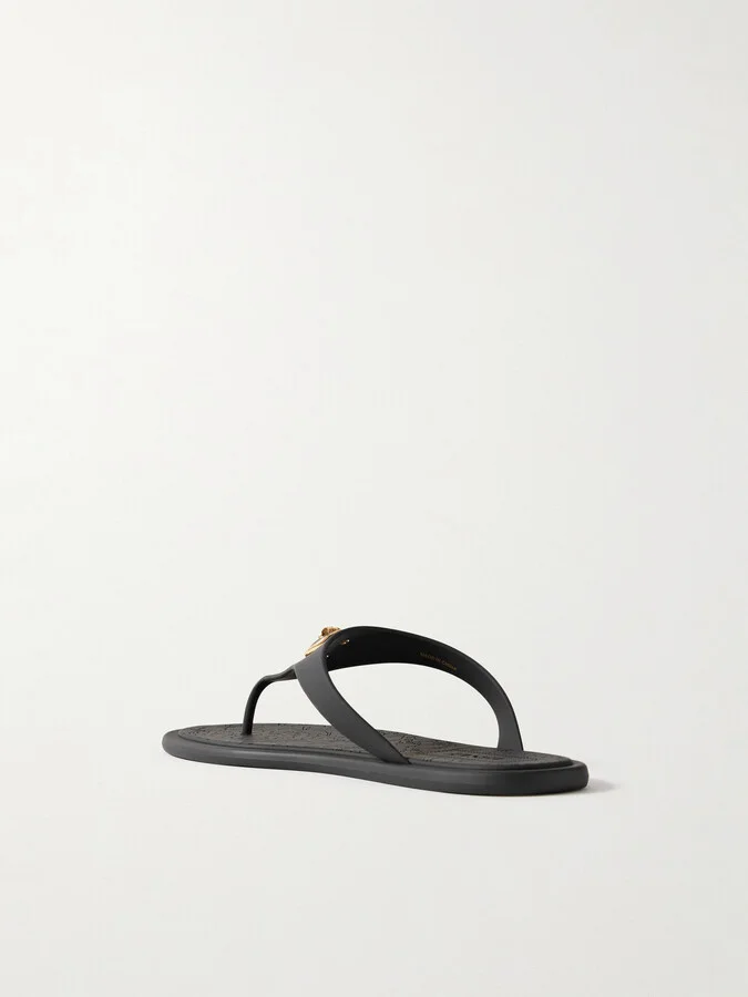 Versace - Alia Embellished Rubber Flip Flops - Black - Image 3