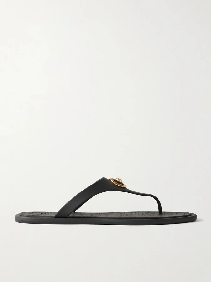Versace - Alia Embellished Rubber Flip Flops - Black
