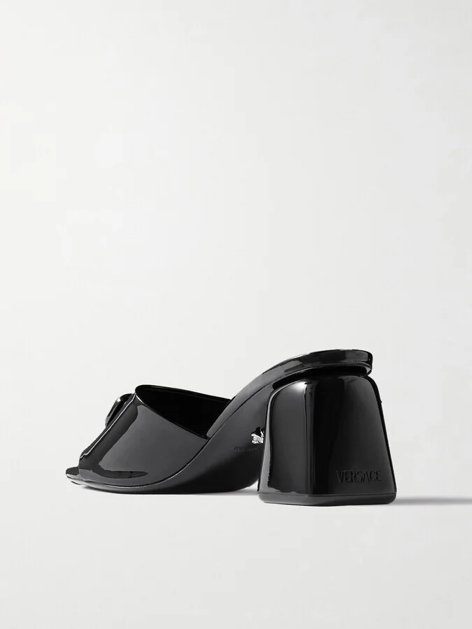 Versace - Barret Embellished Patent-leather Mules - Black - Image 3