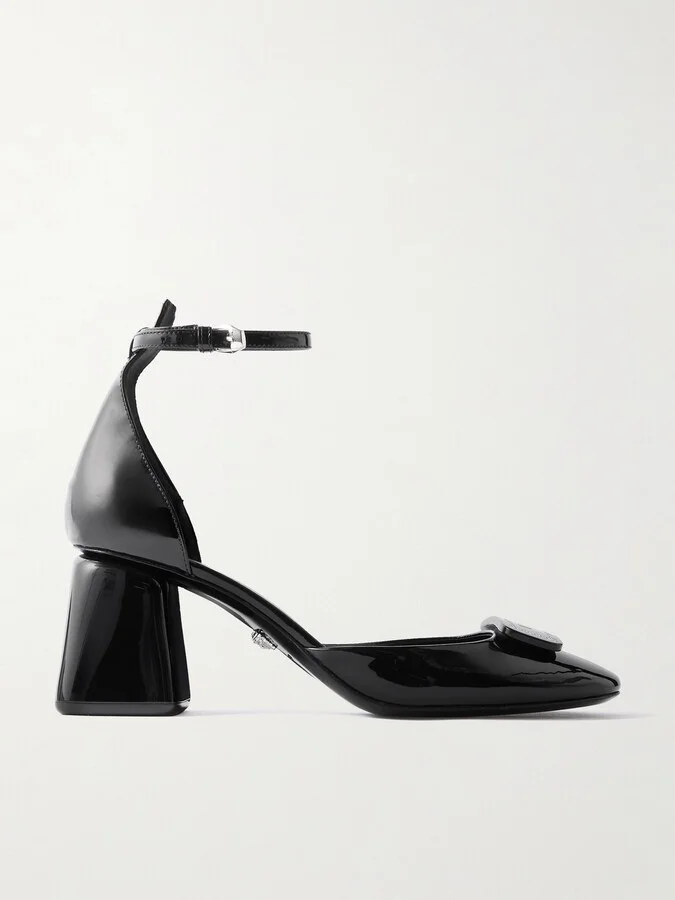 Versace - Barret Embellished Patent-leather Pumps - Black