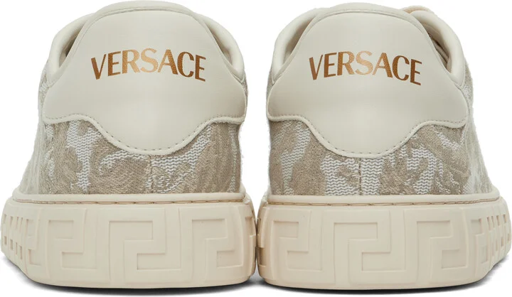 Versace Beige Barocco Greca Sneakers - Image 2