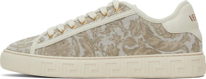 Versace Beige Barocco Greca Sneakers - Image 3