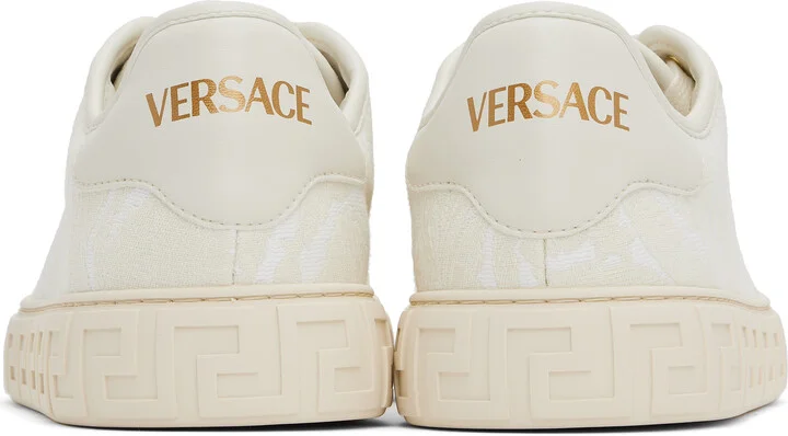 Versace Beige Barocco Greca Sneakers - Image 2