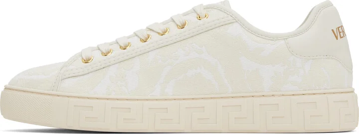 Versace Beige Barocco Greca Sneakers - Image 3