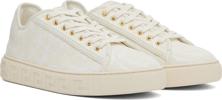 Versace Beige Barocco Greca Sneakers - Image 4