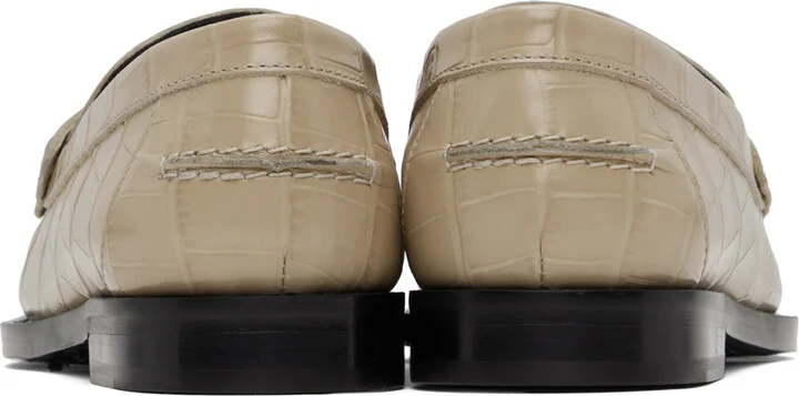 Versace Beige Croc-Effect Medusa '95 Loafers - Image 2