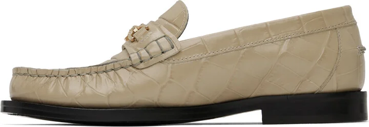 Versace Beige Croc-Effect Medusa '95 Loafers - Image 3