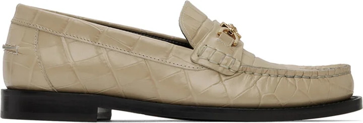 Versace Beige Croc-Effect Medusa '95 Loafers