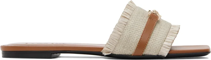 Versace Beige Fabric & Calf Leather Sandals