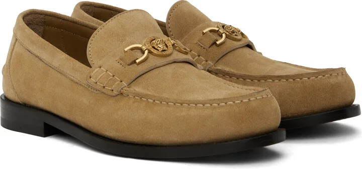 Versace Beige Giuliano Suede Loafers - Image 4