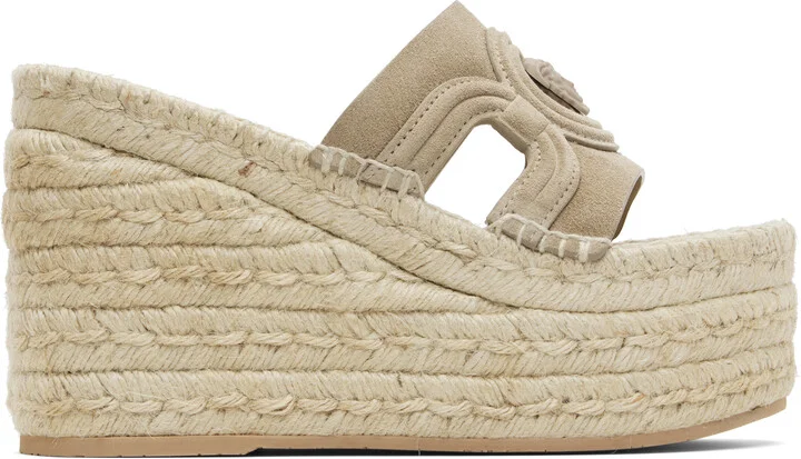 Versace Beige Medusa '95 Platform Espadrille Heeled Sandals